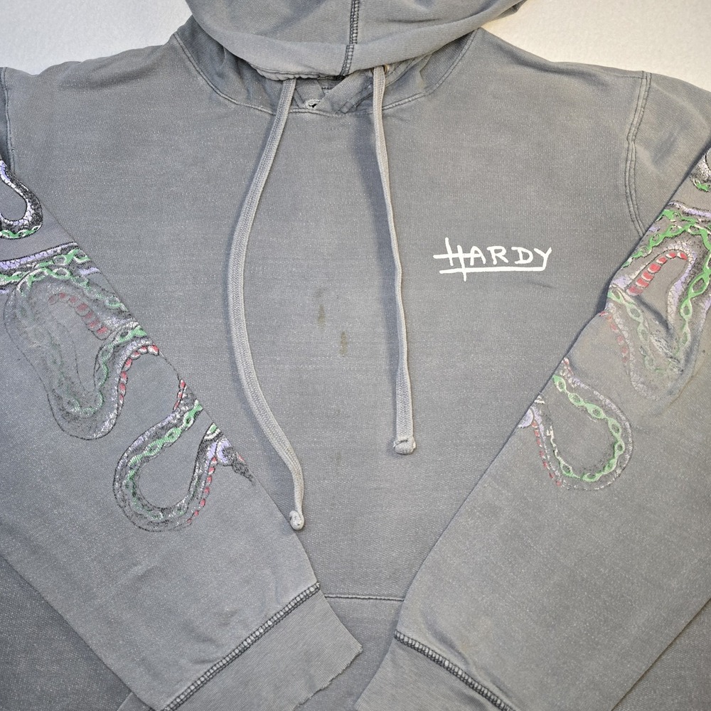 Ed Hardy Snake Hoodie Gray Mens 2XL Distressed Thrashed Y2K Gorpcore DEH Vintage